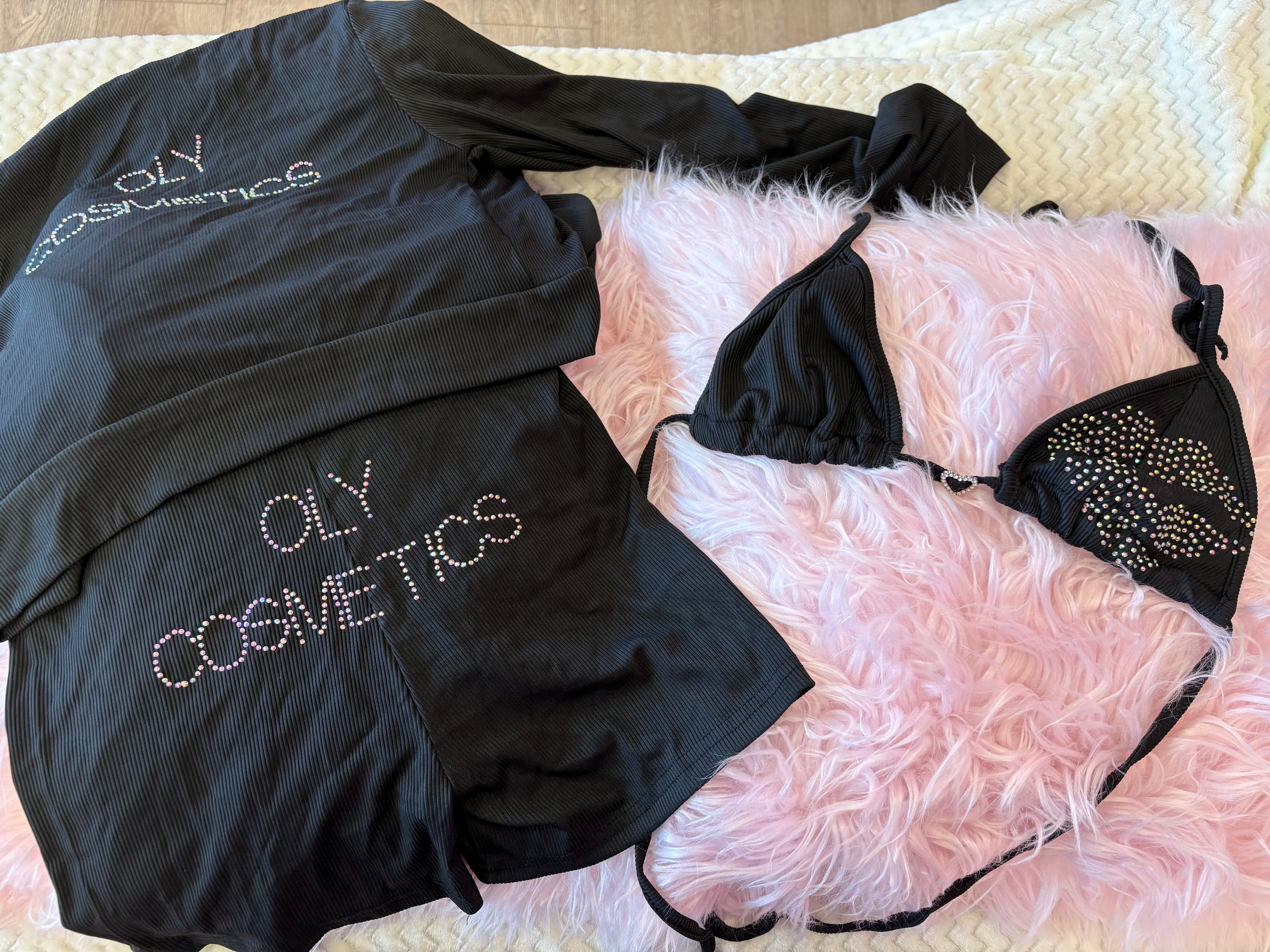 Oly Cosmetics Track Suit 3 Piece Short Set - Black