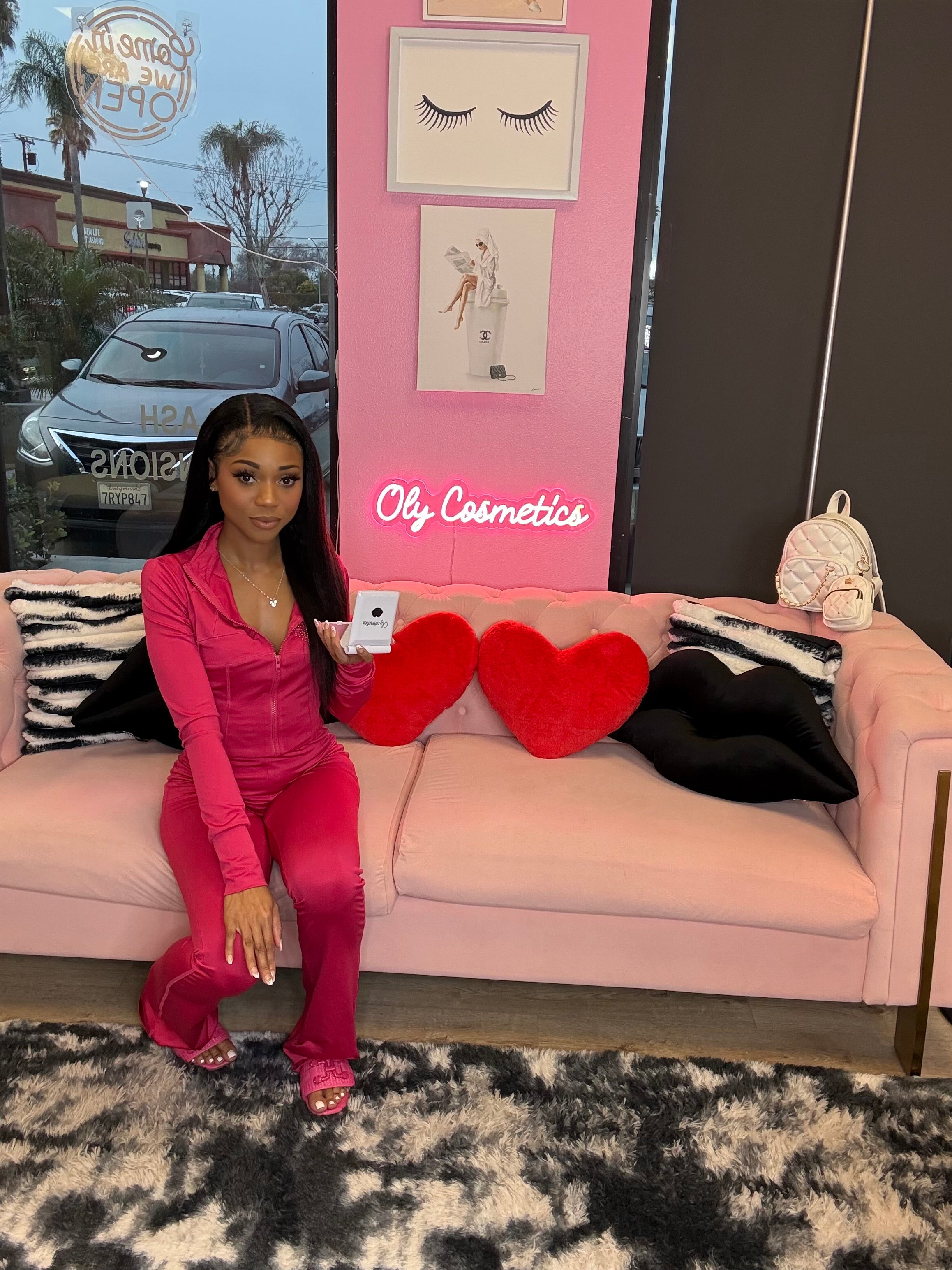 Oly Cosmetics Track Suit Pant Set - Hot Pink