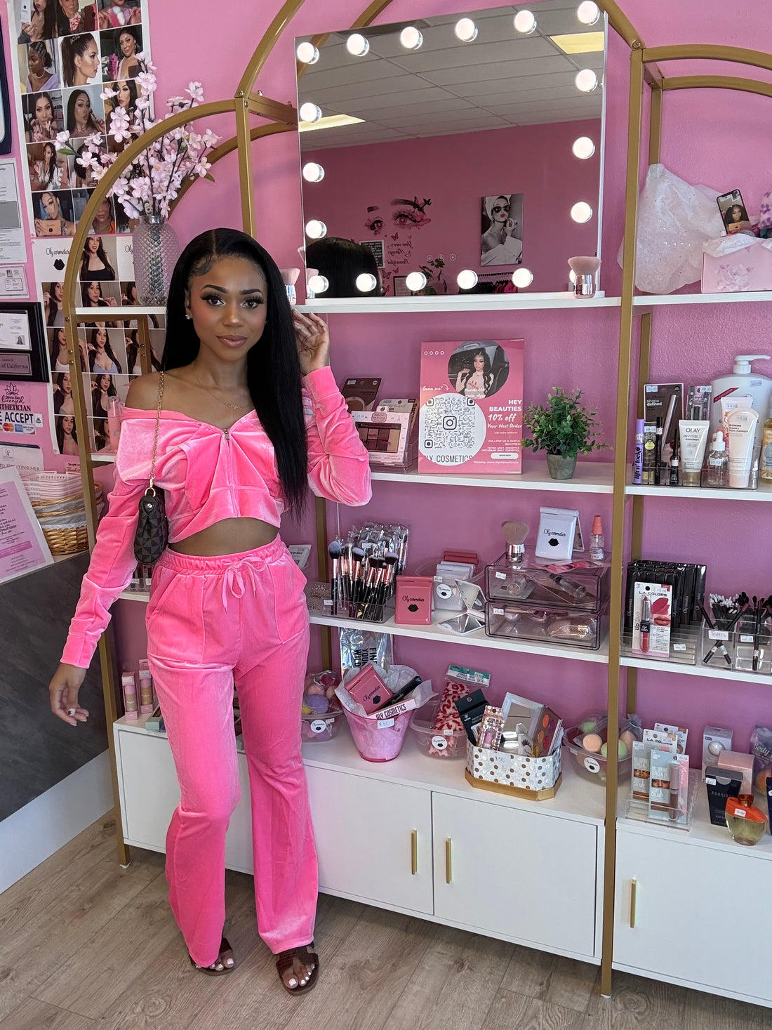 Oly Cosmetics Track Suit Pant Set - Neon Pink