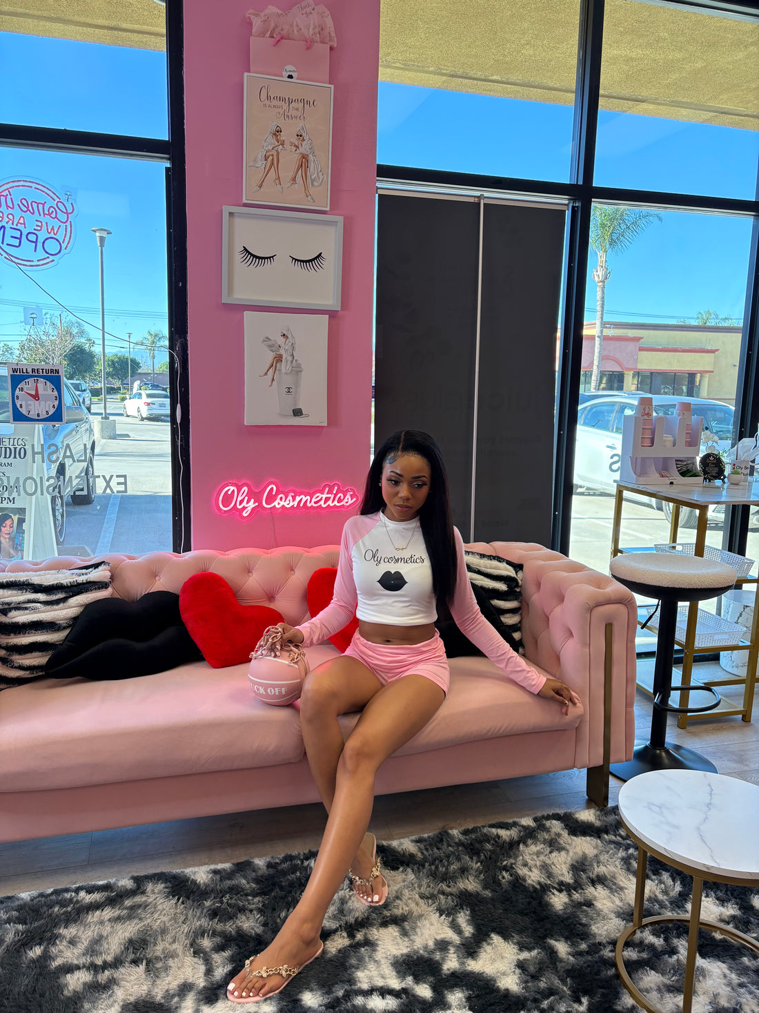 Oly Cosmetics Lounge Wear 2 Piece Short Set - Pink