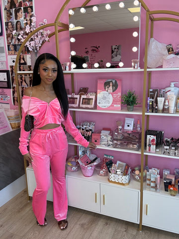 Oly Cosmetics Track Suit Pant Set - Neon Pink