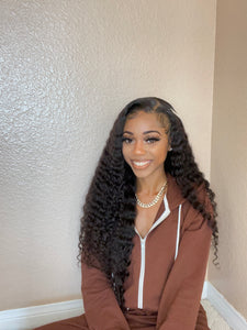 Oly Virgin Hair Deep Curly 13x4 Lace Front Wig, Pre Plucked Natural Hair Line, 100% Human Virgin Hair Wigs
